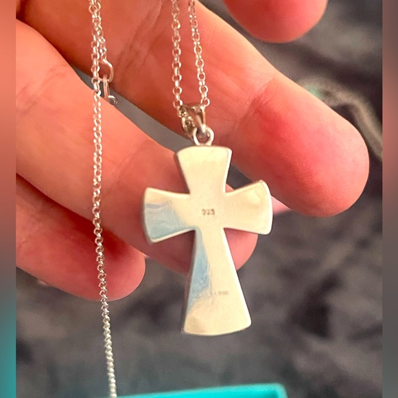 Stunning SILVER with Opal face cross! BRAND NEW FROM GREECE JEWELRY SHOP - Picture 2 of 3